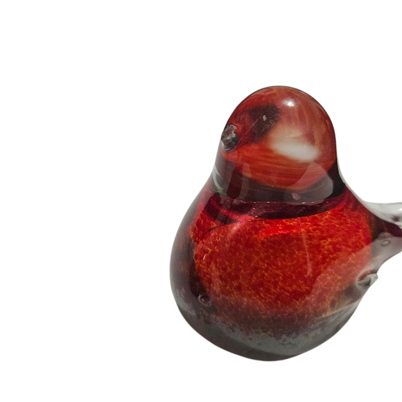 Pair Red & Clear Art Glass Birds Figurines Murano Style – One Missing Beak - Picture 2 of 4